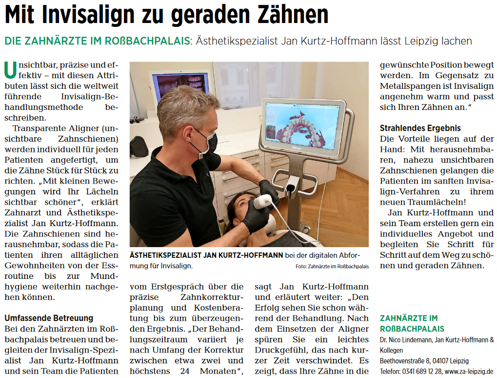 Ästhetikspezialist Jan Kurtz-Hoffmann lässt Leipzig mit Invisalign lachen – seit heute in der neuen „Fit und gesund“ der LVZ